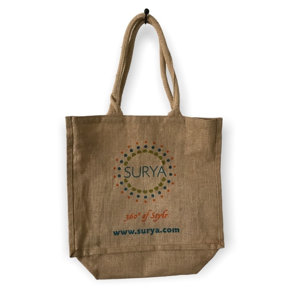 Surya burlap tote bag